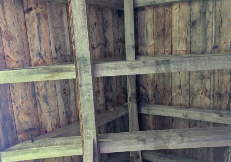 Interior wooden roof beams