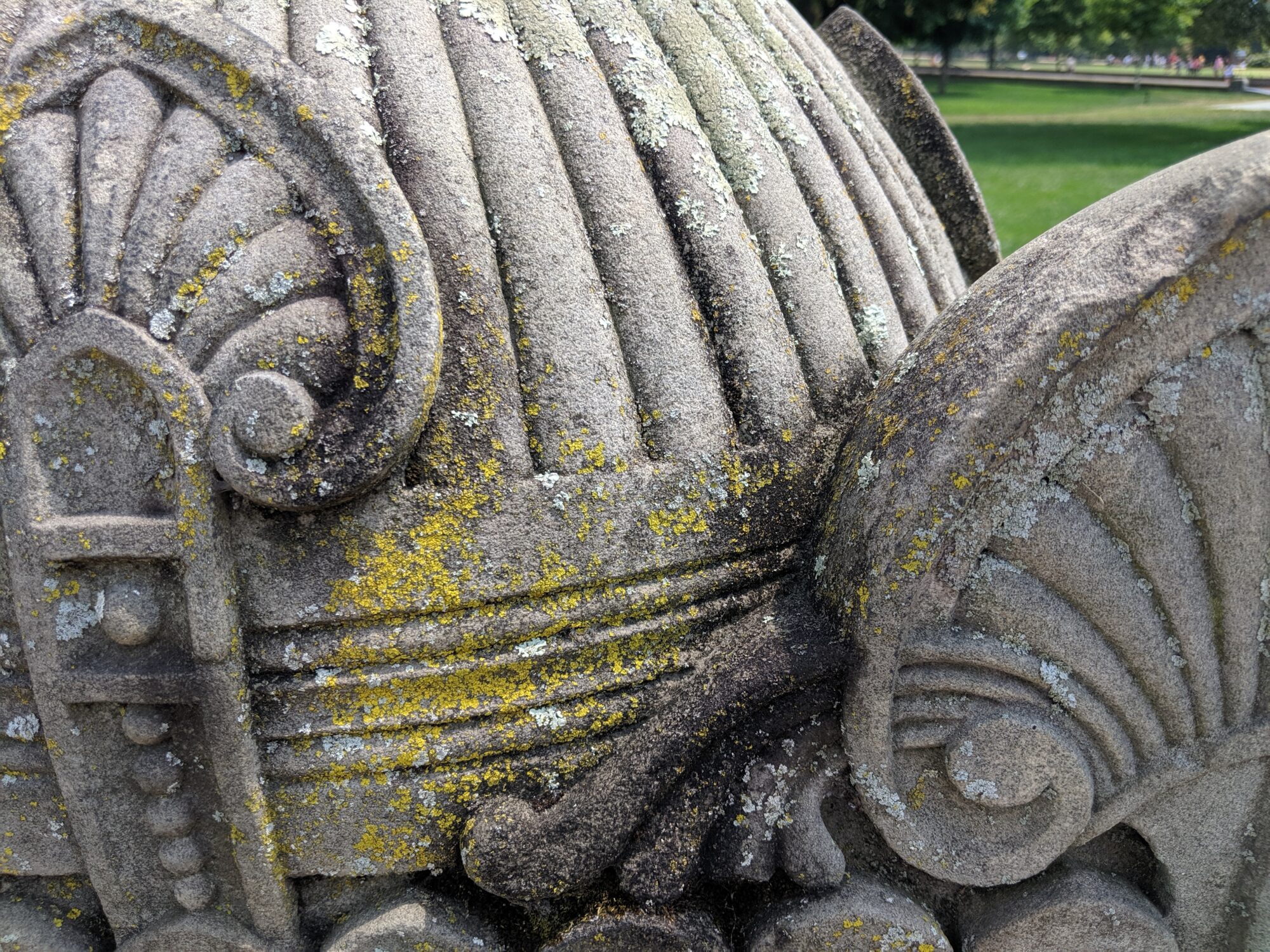 Close-up of weathered stone sculpture
